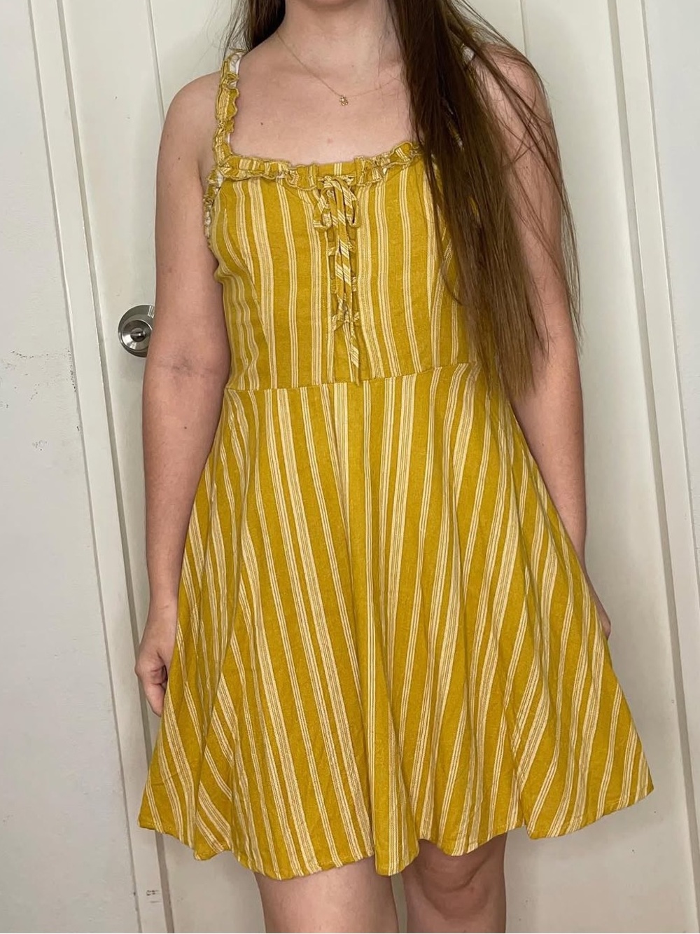 Mustard Striped Sundress Summer Dress